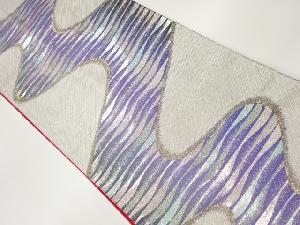 曲線に変わり横縞模様織出し袋帯